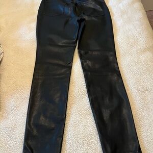 Blank NYC Black Faux Leather Button-Fly Pants